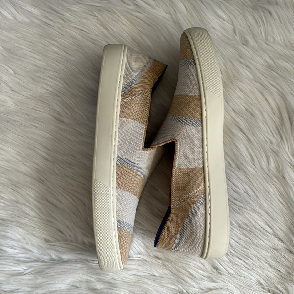 Rothy's Birch Stripe Neutral Slip-On Sneakers Size 10 - Picture 3 of 13